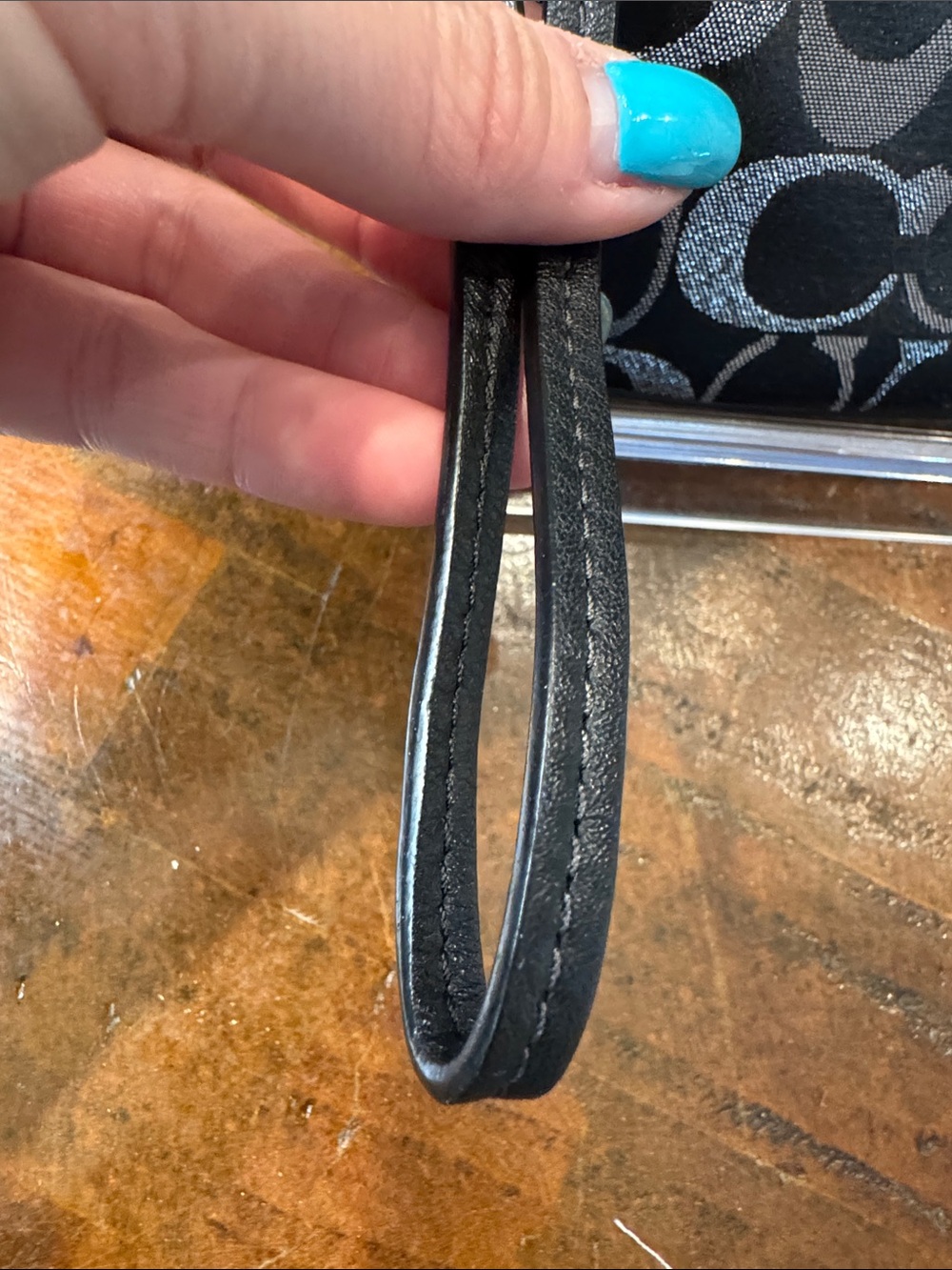 Coach Black and Gray Signature Wristlet - Picture 4 of 9